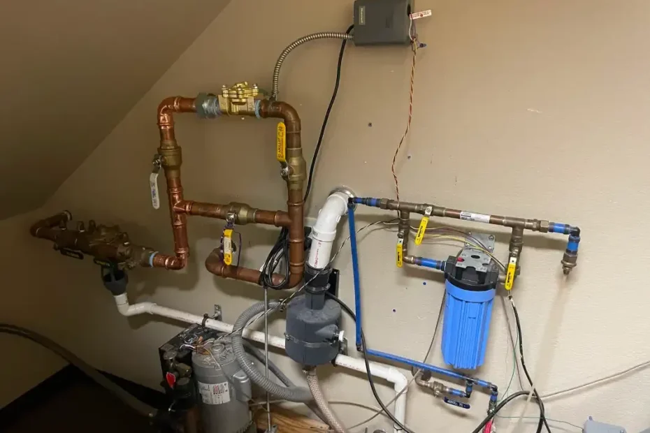 Copper manifold with filtration housings and pump in a utility space